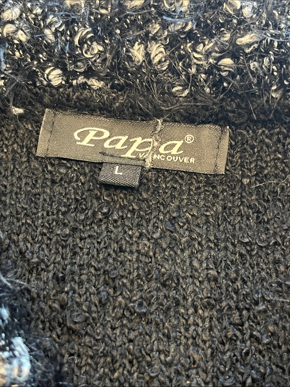 Papa Vancouver Black Women's Knit Jacket with Textured Trim - Picture 3 of 4